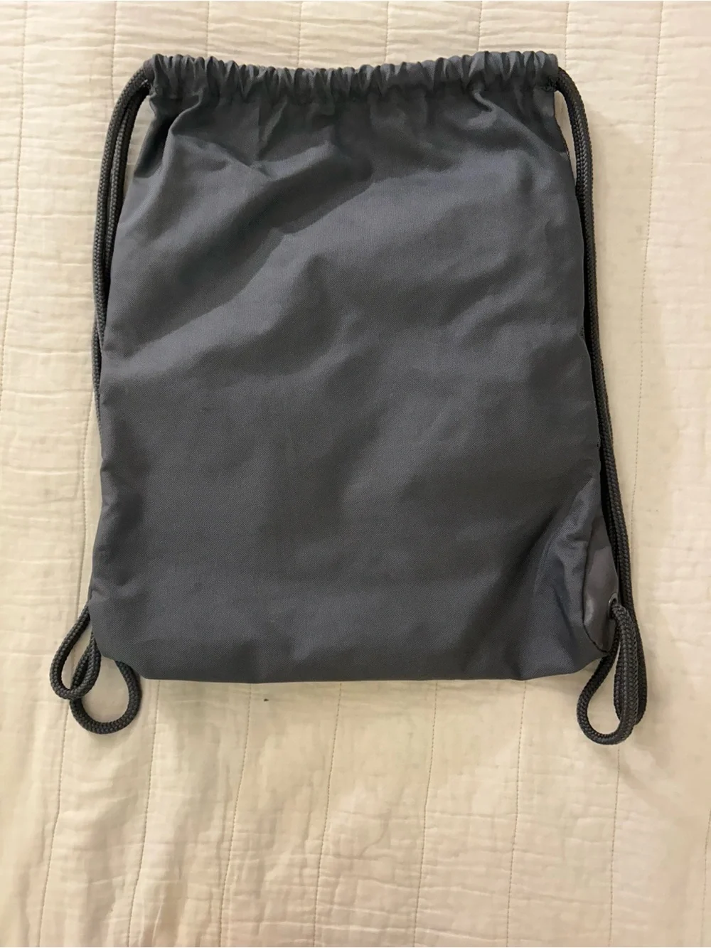 adidas Gray Drawstring Backpack with Rose Gold Stripes